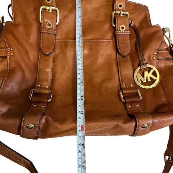 MICHAEL KORS Tan Buttery Soft Leather Satchel Handbag Crossbody Strap - Picture 10 of 15